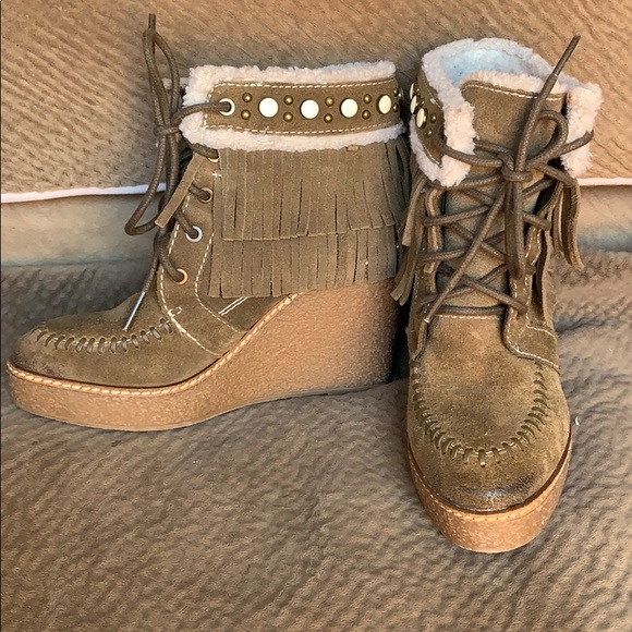 Sam Edelman Kemper bootie faux wedge fringe boho - Picture 2 of 8